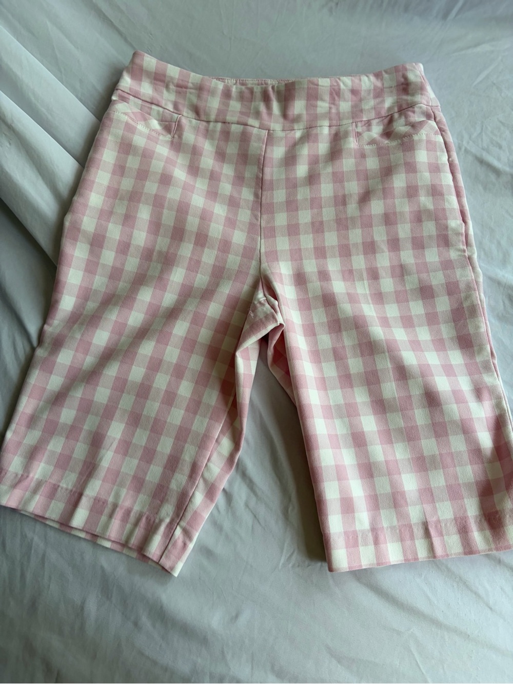 Kim Rogers Pink White Gingham Bermuda Shorts Womens Size 8 Preppy